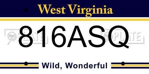 816ASQ West Virginia License Plate