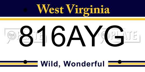816AYG West Virginia License Plate