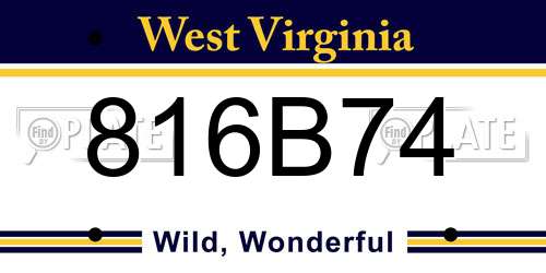 816B74 West Virginia License Plate