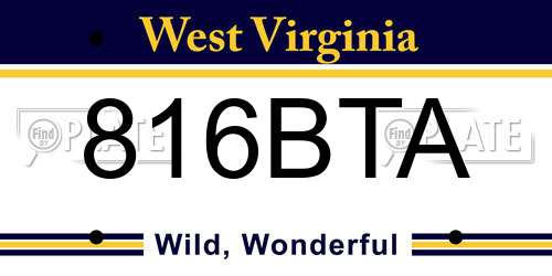 816BTA West Virginia License Plate