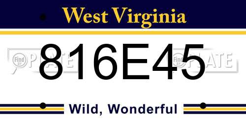 816E45 West Virginia License Plate
