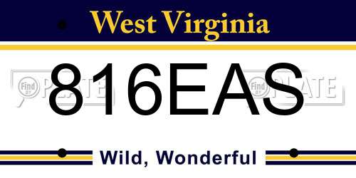 816EAS West Virginia License Plate