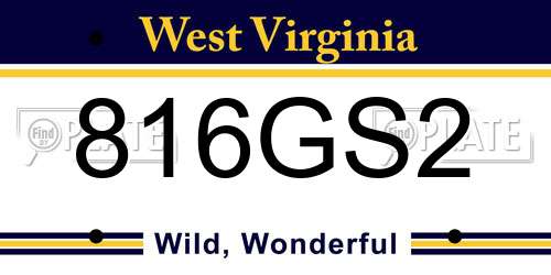 816GS2 West Virginia License Plate
