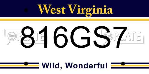 816GS7 West Virginia License Plate