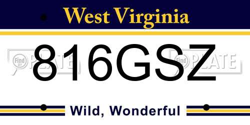 816GSZ West Virginia License Plate