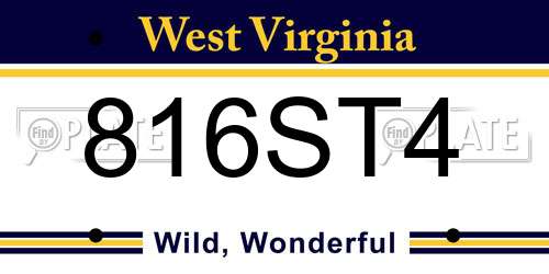816ST4 West Virginia License Plate