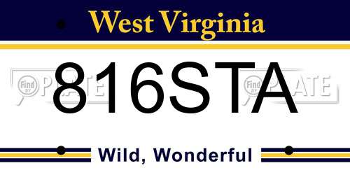 816STA West Virginia License Plate