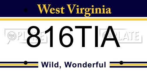 816TIA West Virginia License Plate