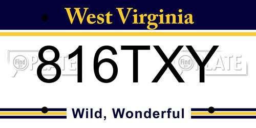 816TXY West Virginia License Plate