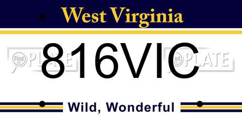 816VIC West Virginia License Plate
