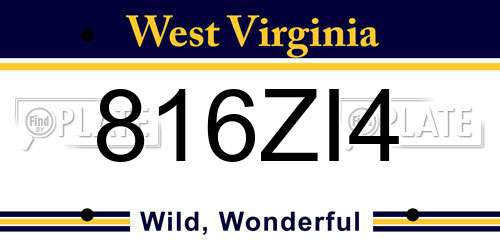 816ZI4 West Virginia License Plate