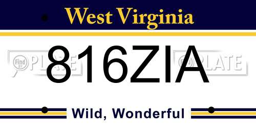 816ZIA West Virginia License Plate