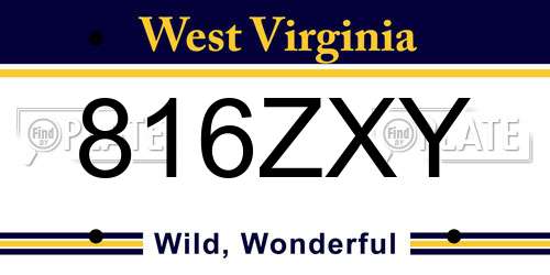 816ZXY West Virginia License Plate