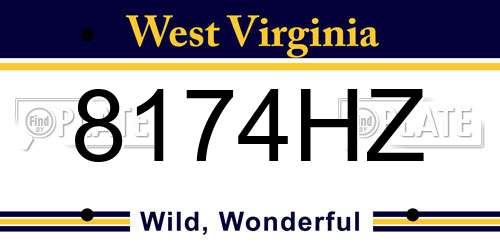 8174HZ West Virginia License Plate