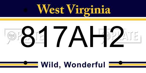 817AH2 West Virginia License Plate