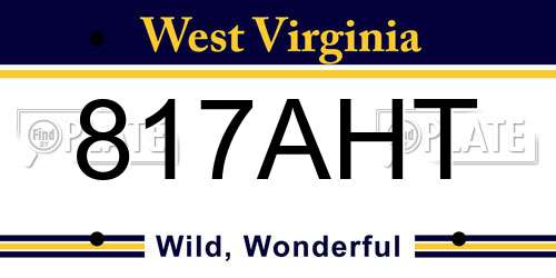 817AHT West Virginia License Plate