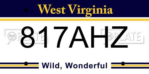 817AHZ West Virginia License Plate