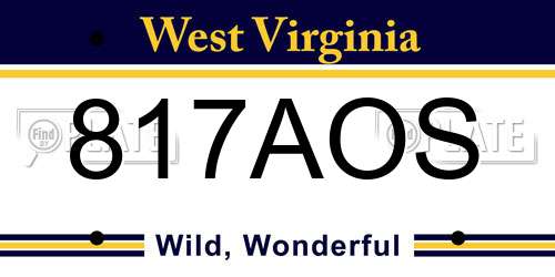 817AOS West Virginia License Plate