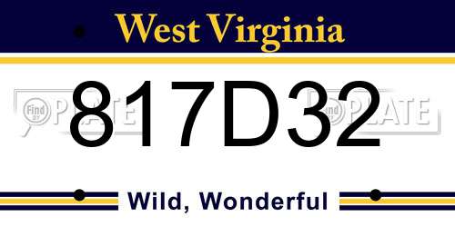 817D32 West Virginia License Plate