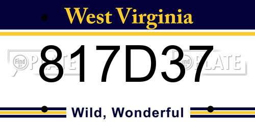 817D37 West Virginia License Plate