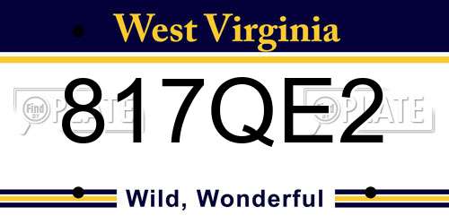 817QE2 West Virginia License Plate