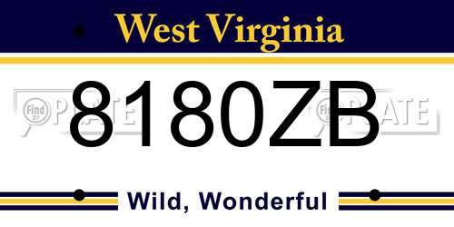 8180ZB West Virginia License Plate