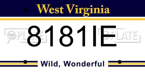 8181IE West Virginia License Plate