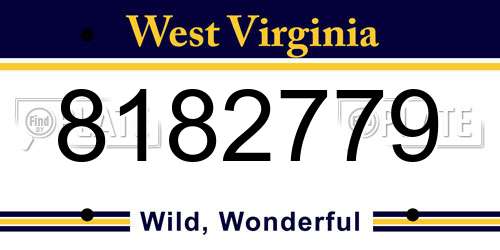 8182779 West Virginia License Plate