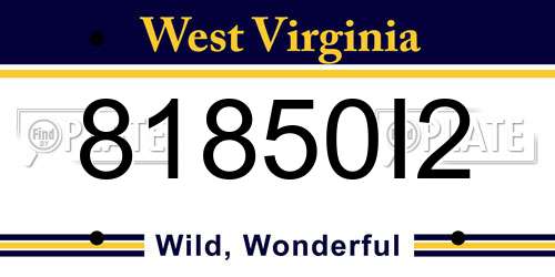 81850I2 West Virginia License Plate