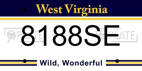 8188SE West Virginia License Plate