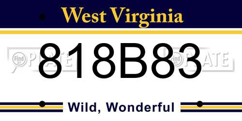818B83 West Virginia License Plate