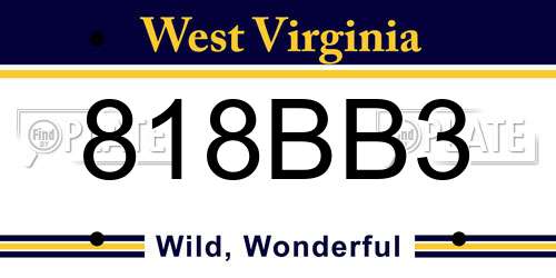 818BB3 West Virginia License Plate