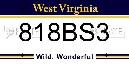 818BS3 West Virginia License Plate