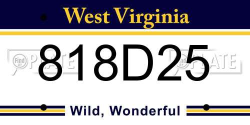 818D25 West Virginia License Plate