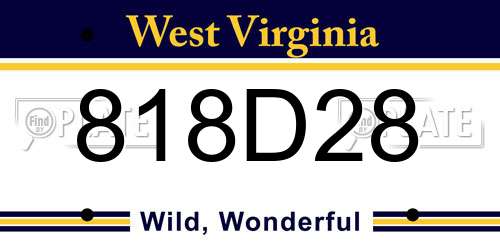 818D28 West Virginia License Plate