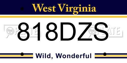 818DZS West Virginia License Plate