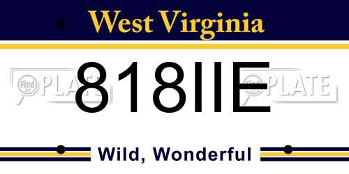 818IIE West Virginia License Plate