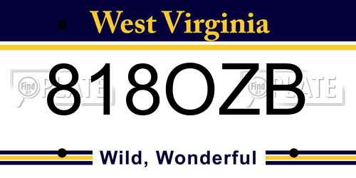 818OZB West Virginia License Plate