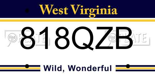 818QZB West Virginia License Plate