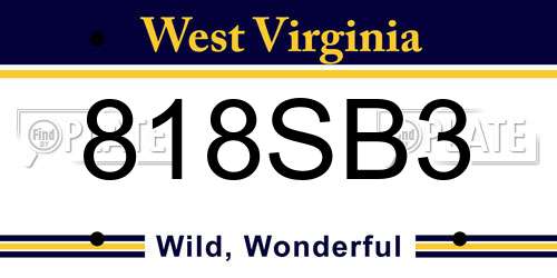 818SB3 West Virginia License Plate
