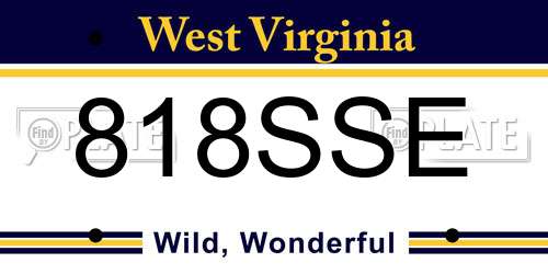818SSE West Virginia License Plate