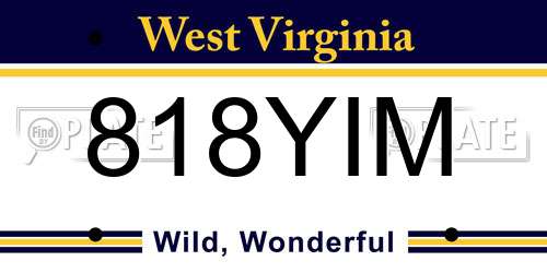 818YIM West Virginia License Plate