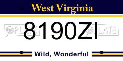8190ZI West Virginia License Plate