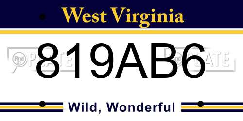 819AB6 West Virginia License Plate