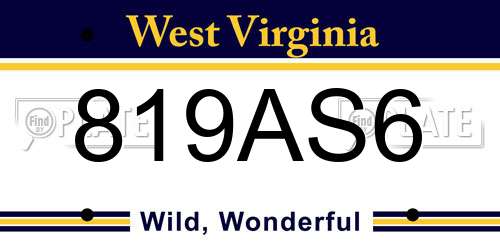 819AS6 West Virginia License Plate