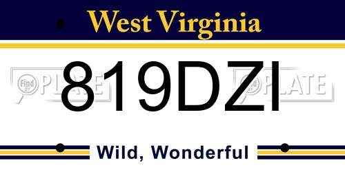 819DZI West Virginia License Plate