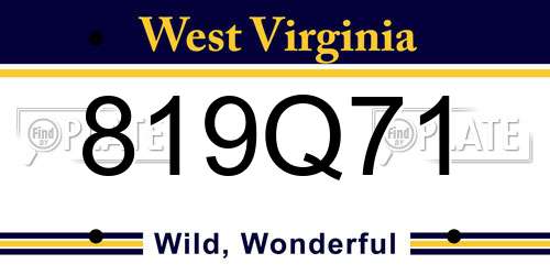 819Q71 West Virginia License Plate