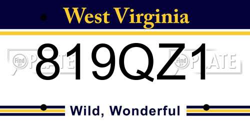 819QZ1 West Virginia License Plate