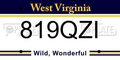 819QZI West Virginia License Plate