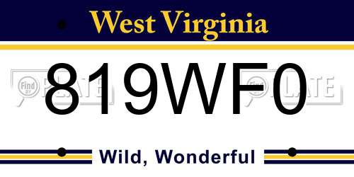 819WF0 West Virginia License Plate